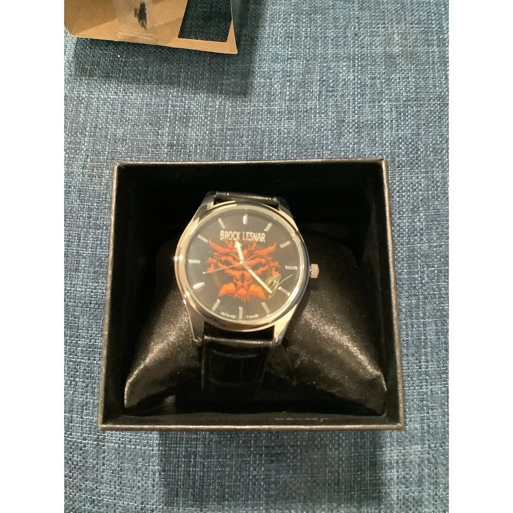 WWE Brock Lesnar Watch Men's Size Black Leather Band Game Time New